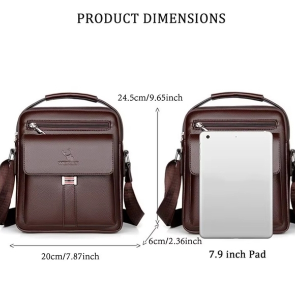 Men’s Crossbody Shoulder Bag - PU Leather - Picture 5 of 14